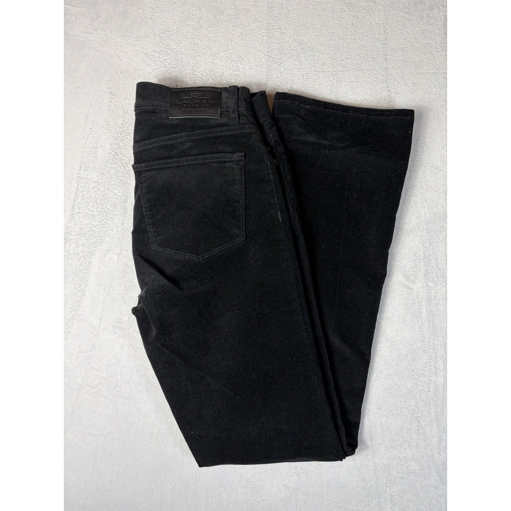 LRL Ralph Lauren Black Corduroy Pants Classic Straight Leg Womens Size 8